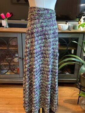 LuLaRoe Purple and Mint Abstract Maxi Skirt